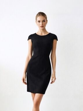 Armani Collezioni Black Textured Sheath Dress 10 Italy Quiet Luxury LBD